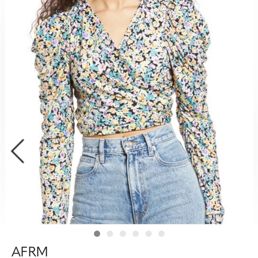 AFRM Multicolor Floral Puff Sleeve Blouse